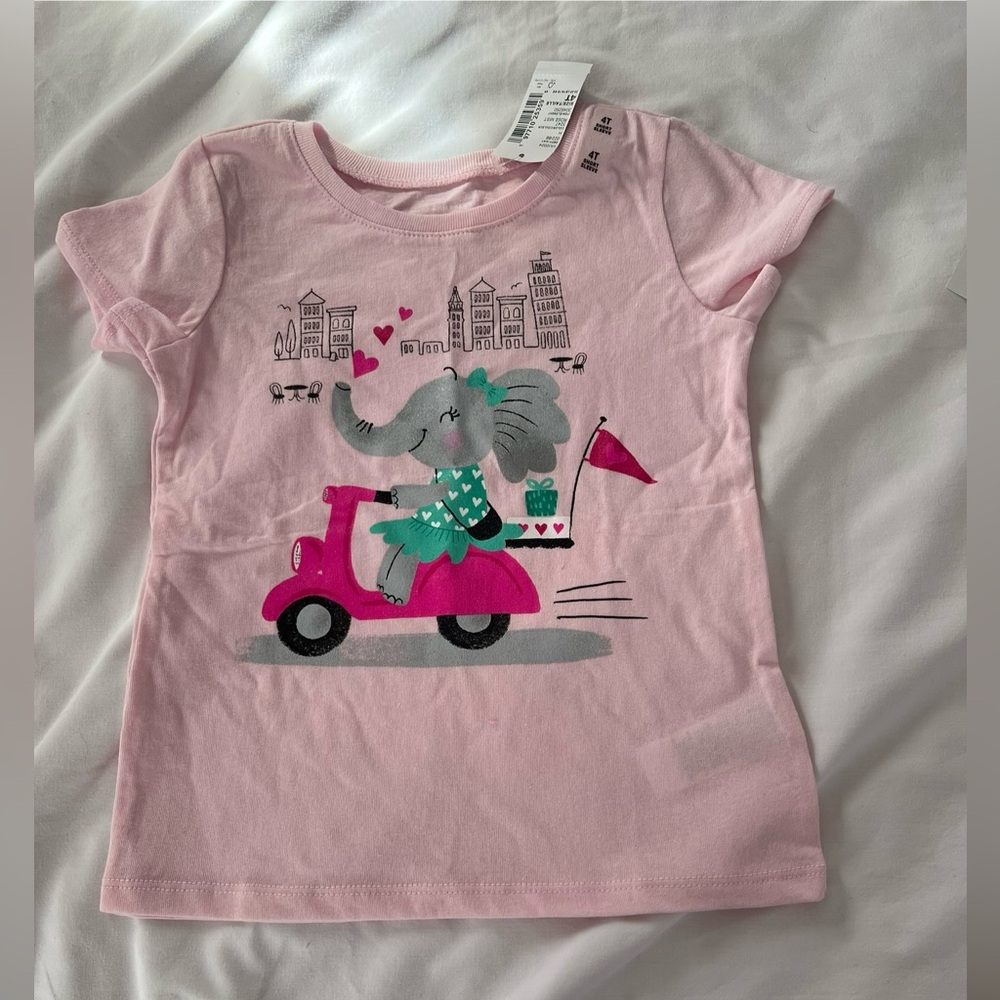 NWT: Kid Girl Pink Elephant Graphic Kids T-Shirt